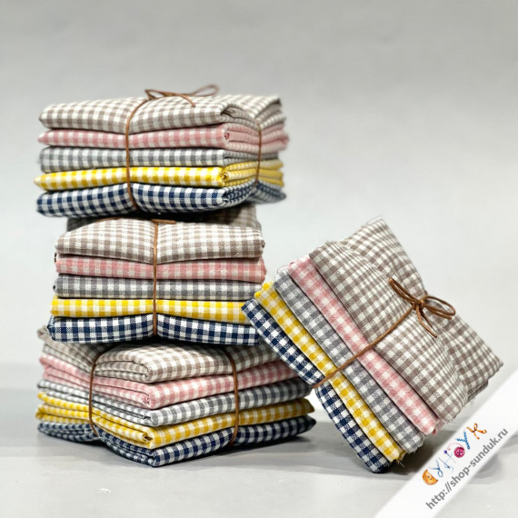 Сет тонкого хлопка в клеточку (двухсторонний) М [77-052]